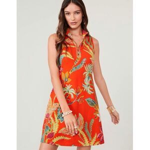 Spartina 449 Serena Half-Zip Dress Queenie Tropical Floral Red Size S